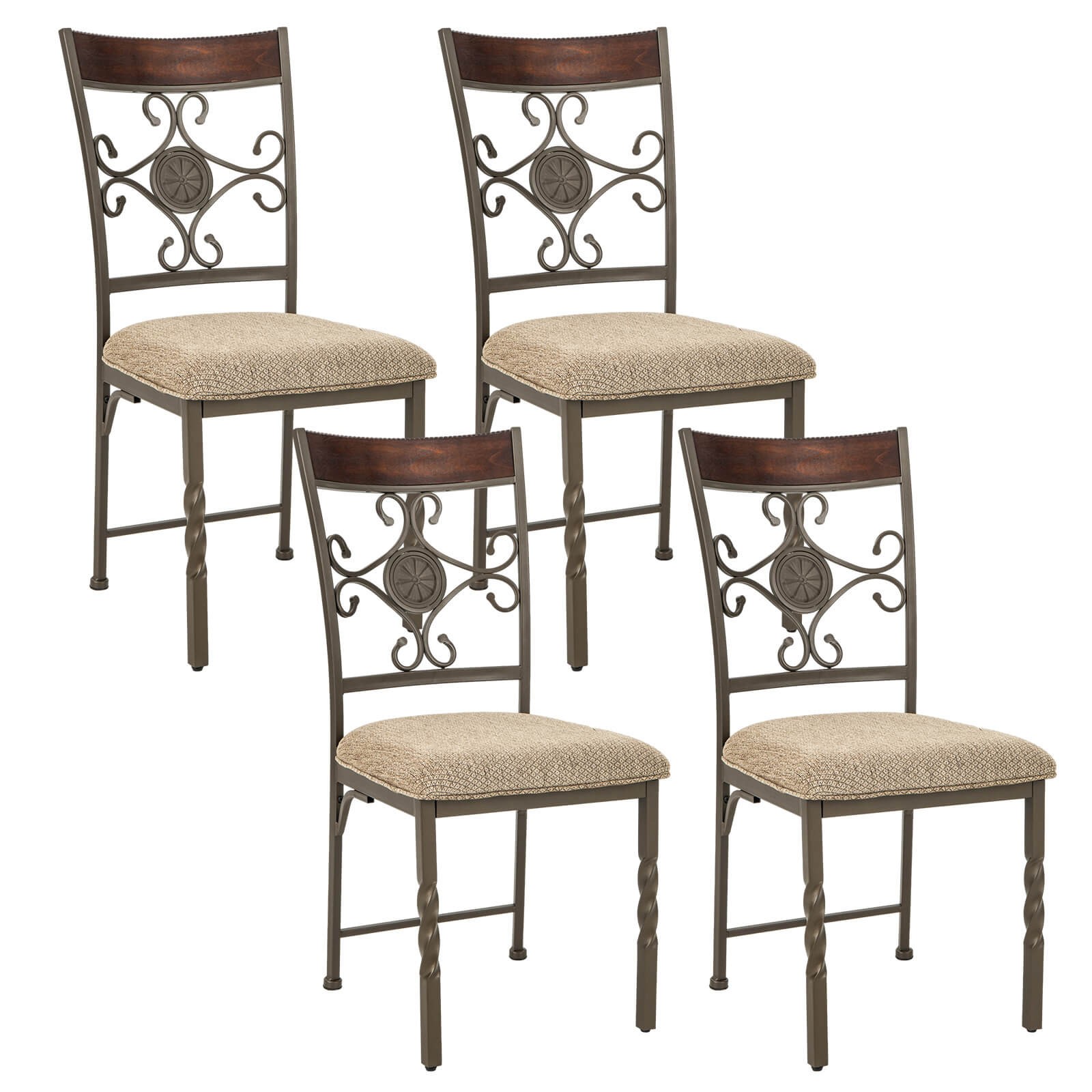 S Armless Kitchen Chairs Set W/ Seat Cushion