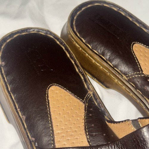 Born Sandalen Pantoletten Damen Größe 8/39 Braun Leder Komfortschuhe W9685 Niedriger Absatz - Bild 5 von 12