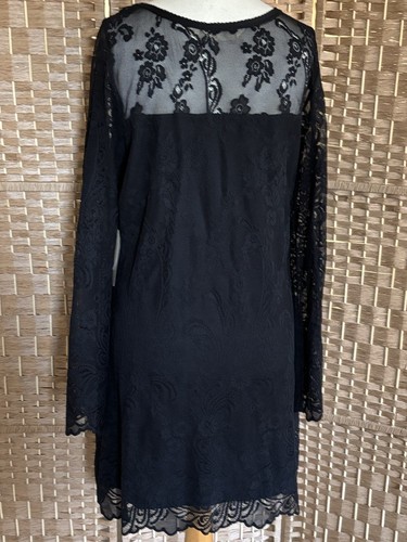 Brandneu mit Etikett Ralph Lauren Denim & Supply schwarzes Spitzenkleid XL UK 14 16 GLOCKENÄRMEL LBD - Bild 12 von 17