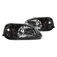 For Honda Civic 99-00 Anzo 121070 Driver Passenger Side Black Euro Headlights