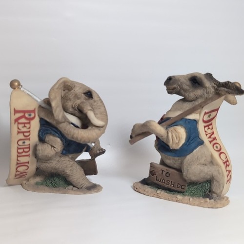 1992 Stone Critters Demokrat Republikaner Esel Elefant Washington DC Trump