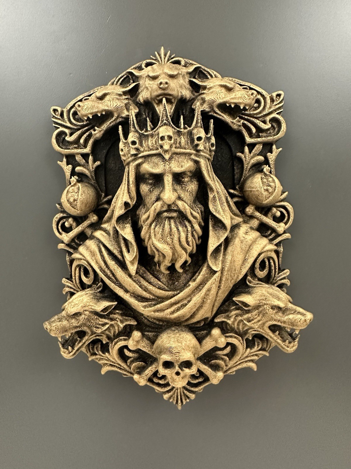"Placa de pared Hades Cerbero mitología griega gótica oscura academia decoración arte 9x7x2"""