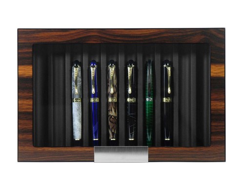 Scatola Portapenne in Legno - Organizzatore a 10 Slot con Coperchio in Vetro, Vetrina Finestra Superiore per... - Foto 8 di 8