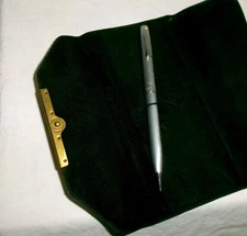 Lady Sheaffer Brushed Silver w/Band & Pink Dot Pencil Only - 1960's With Case