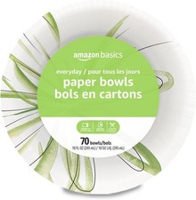 White Paper Bowls 10 Oz Disposable - 70 Pack for Parties &