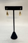 14K Yellow Gold Teardrop & Ribbed Fan Dangle Drop Earrings Set 2 Pairs 2.05g — photo 2