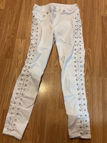 TRUE RELIGION LACE UP LEGS Super Skinny Sz.28(30"waist&27"long)White - Picture 2 of 7