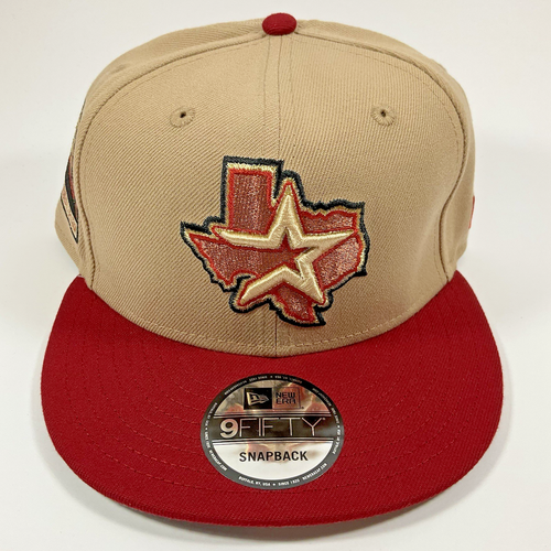 New Era Houston Astros Wheat Metallic Red Exclusive Club 9FIFTY Snapback Hat Cap - Picture 2 of 9
