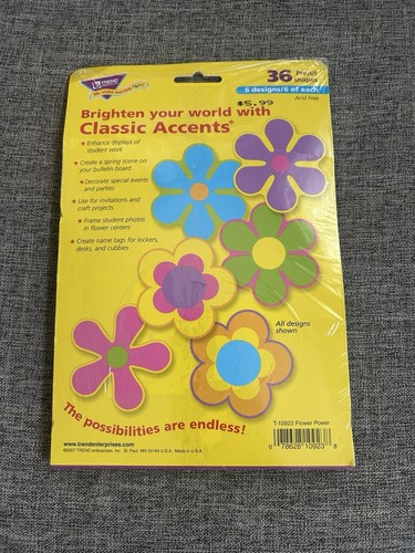 Trend Classic Accents Flower Power 36 Pieces 6 Each Of 6 Designs 6 in - Picture 2 of 4