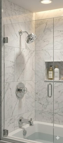 Delta Trinsic T14458 Wheel 1-Handle Wall Mount Tub and Shower Trim Kit in Chrome - Picture 8 of 8