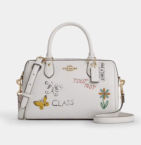 NWT Coach Rowan Satchel Bag With Sketch Print CAK19 Gold/chalk multi - Picture 9 of 13