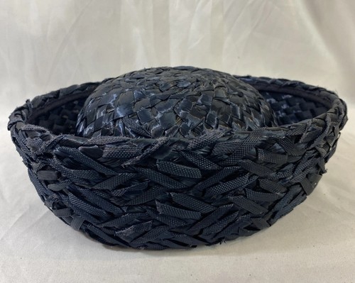 Sombrero de paja vintage Eva Mae azul marino lazo en la espalda para mujer talla única - Imagen 12 de 12