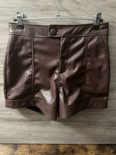 Dee Elly Skirt Womens Size S Brown Faux Leather Shorts Free Shipping - Picture 1 of 3