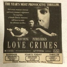 Love Crimes Movie Print Ad Advert Patrick Bergin Sean Young TPA7