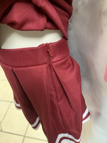 Talla 2T Borgoña Granate Blanco (Sin Logo) Conjunto de Falda de Animadora y Top Uniforme Nuevo con Etiquetas - Imagen 2 de 3