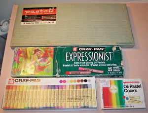 Mixed Lot of Artist Oil Pastels: Vintage Pastoil, 2 Sakura Cray-Pas, Sanford