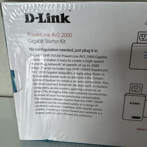 D-Link PowerLine DHP-701AV AV2 2000 Gigabit Starter Kit Ethernet Over Power Line - Picture 5 of 10