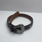 Nocona Western Boys Belt Youth Leather Embossed Floral Studded Brown Size 26