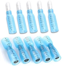 Heat Shrink Bullet Connectors, 100 Pcs Female Blue - 100Pcs - AWG 16-14, 