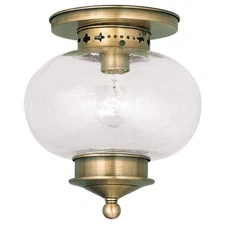 Livex Lighting Harbor Ceiling Mount in Antique Brass