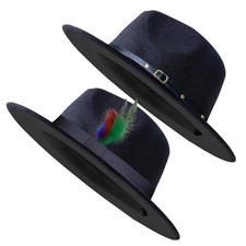 2 Pack Classic Fedora Hat for Men  Women Wide Brim Felt Medium-Large Black