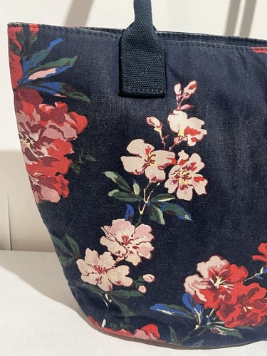 Joules Cotton Canvas Bag Large Shopper Tote Shoulder Weekend Beach Navy Floral - Picture 9 of 24