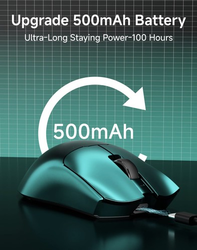 Wireless Gaming Mouse Green– 59g Ultra-Light, 26K DPI, 8K Polling, Triple Modes - Picture 6 of 10