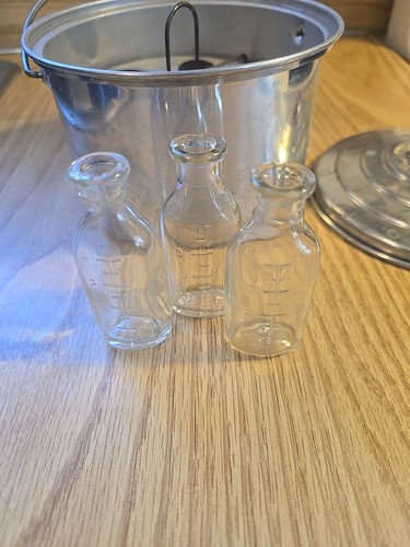 Esterilizador vintage de tarro/vidrio con 3 botellas - Imagen 3 de 11