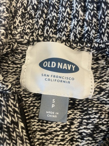 Old Navy Sweater Mens Small Black White Marled Full Zip Mock Neck Pockets - Picture 10 of 12