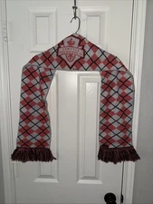 Rare Seattle Sounders Coral & Lt. Grey Argyle Scarf 52”(56” w/fringe)