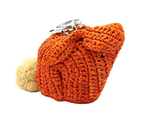 Loewe Bunny économies Porte-monnaie Raphia Orange Raccords en métal argenté Occasion, 11x8cm