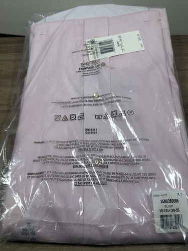 Chaps Relaxed Fit Non-iron Performance Pink Button Up Mens Medium Long Sleeve - Picture 6 of 6
