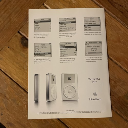 iPod Promo Print 4 Page Magazine Insert Ad 2001 "First Ever Promo" Original iPod - Picture 4 of 5