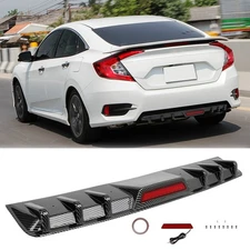 Carbon Rear Bumper Spoiler Diffuser Trim w/ Tail Lights For Honda City 2010-2025