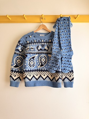 ISSEY MIYAKE I.S. Sport vintage popcorn 3D ski sweater + matching socks set - Picture 4 of 8