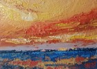 Sea Sunset Impasto Painting Original Art Impressionistic Oil Painting 5 x 7 in