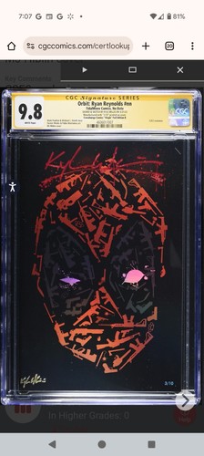 Orbit: Ryan Reynolds #1 CGC 9.8 SS C2E2 Signed By Kyle Willis Blood Spatter 3/10
