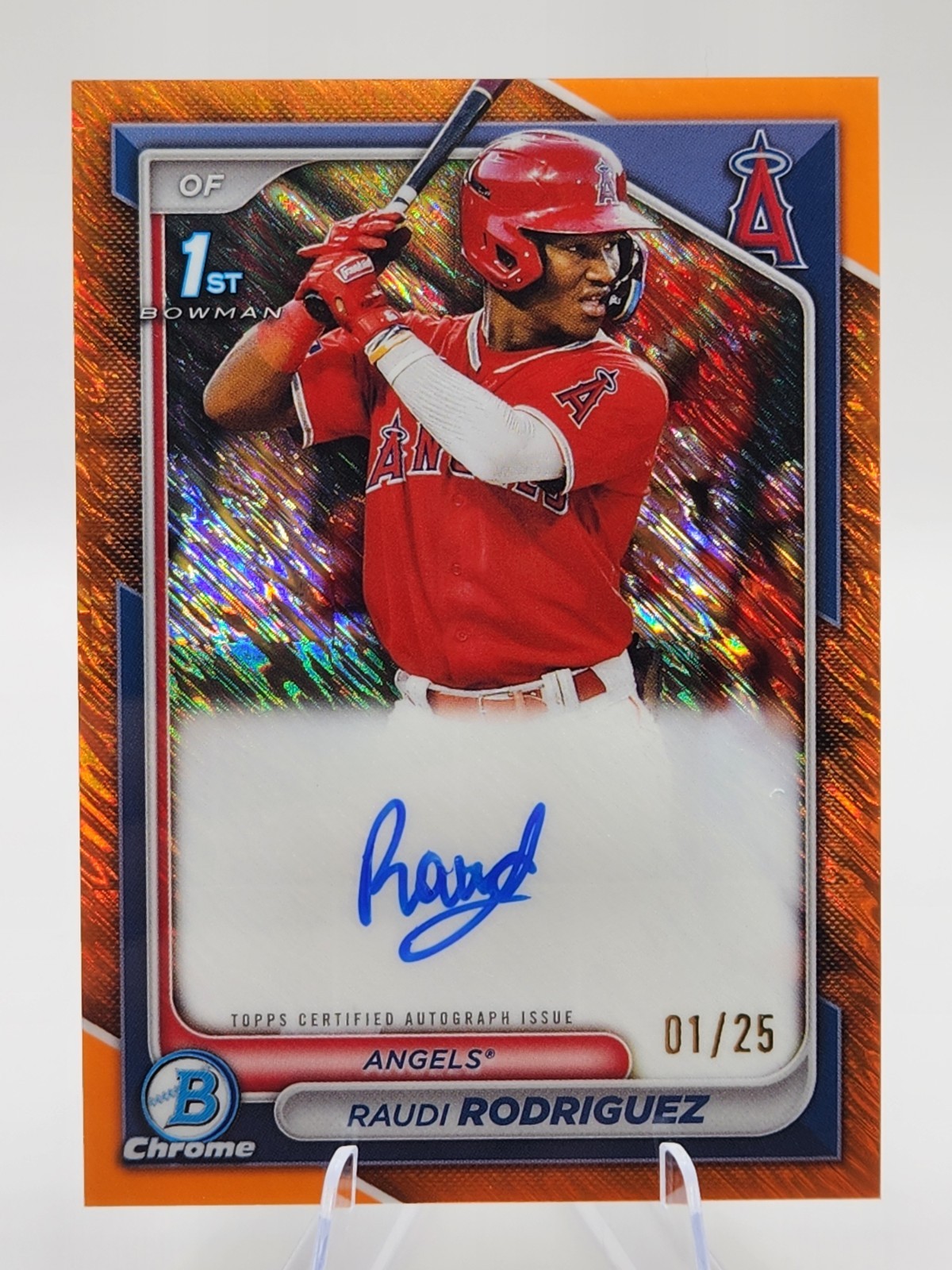 2024 Bowman Chrome 1st Raudi Rodriguez Orange Shimmer Refractor Auto /25 🔥