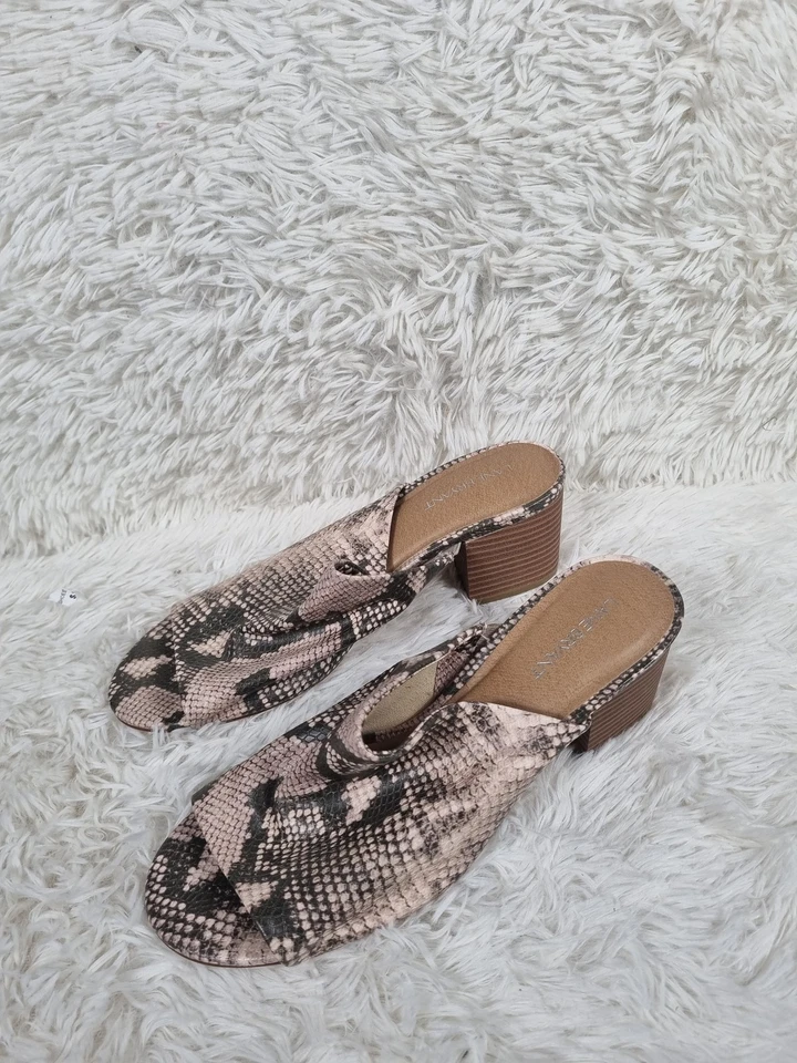 Lane Bryant Shoes Womens Size 10W Brown Snake Print Block Heel Sandals Slip On Foto 3 de 4