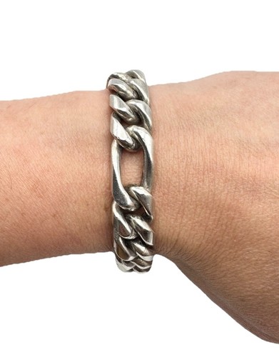 Enormous Men’s Heavy Solid Sterling Silver Figaro Bracelet 9” ~ 13mm, 100g - Picture 5 of 10
