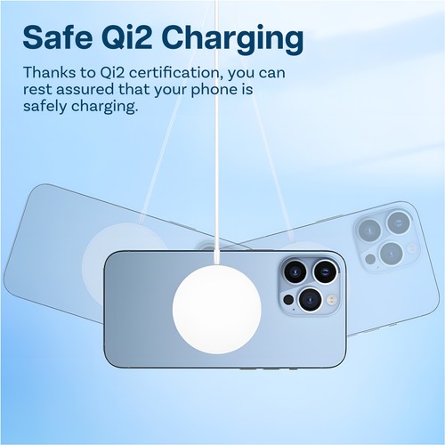 Magnetic Wireless Charger 15W Qi2, Wireless Pad MagSafe iPhone,Samsung - White - 第 5/6 張圖片