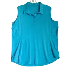 Santiny Athletic Top L Turquoise Sleeveless Golf Active Wear Performance Stretch