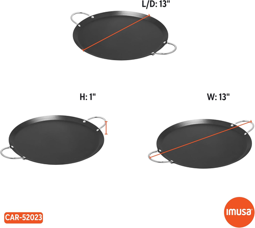 13,5 Zoll Kohlenstoffstahl Antihaftbeschichtet Rund Comal mit Metallgriffen, Schwarz - Bild 9 von 12