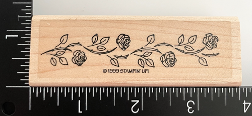 Stampin Up Rose Blume Rebe Bordüre English Cottage 1999 Gummistempel