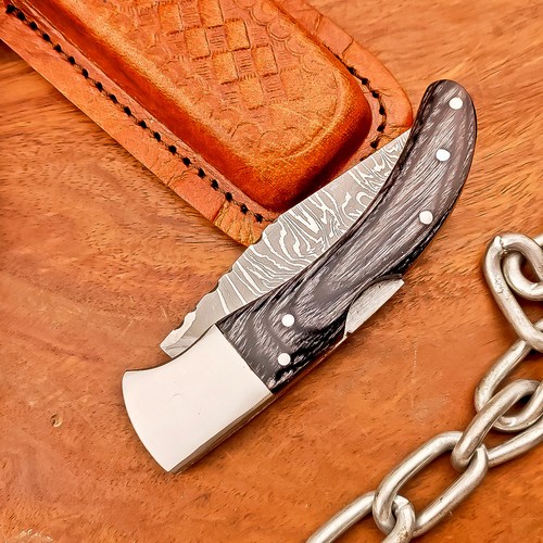 LOT OF 4 PCS! HANDMADE Premium Damascus Pocket Folding Knife BACK LOCK, IS-4901 - Picture 10 of 12