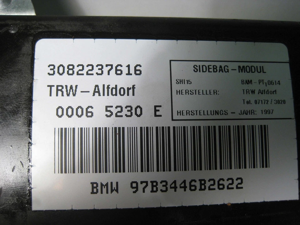Airbag lateral puerta delantera izquierda bmw e36 serie 3 318i 328i M3 OEM USADO Foto 3 de 4