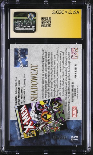 2024 Marvel Masterpieces 92 Platinum #75 Shadowcat CGC Mint+ 9.5 Jusko Auto - Picture 5 of 5