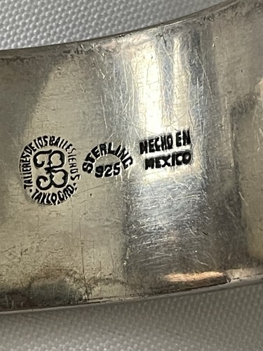 Vintage Taxco Mexico Los Ballesteros Sterling Silver Hinged Bangle Bracelet - Picture 12 of 12