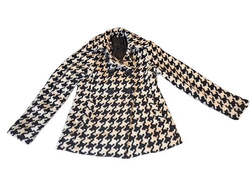 The Limited Womens Small Wool Houndstooth Coat Heavyweight Cozy Thick Hip Length