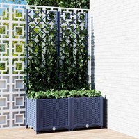 Garten-Pflanzgefäß Mit Spalier Blaugrau 80 X 40 X 136 Cm PP